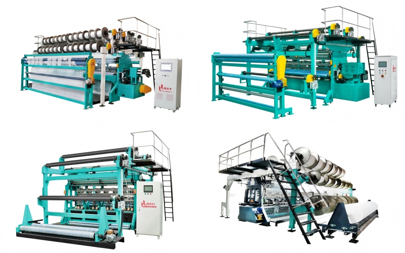 Types of warp knitting machines including Tricot, Raschel, double needle bar and Jacquard
